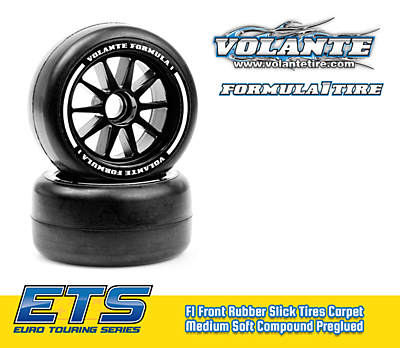 Volante F1 Front Rubber Slick Tires Medium Soft Compound Preglued (Green·2pcs)