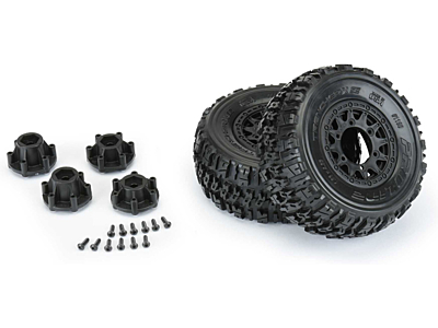 Pro-Line Trencher X Front/Rear 2.2"/3.0" 1/10 SC Mounted on 12mm Black Raid Wheels (2pcs)