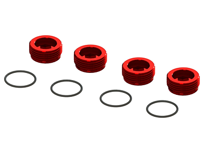 Arrma Aluminum Front Hub Nut (Red, 4pcs)