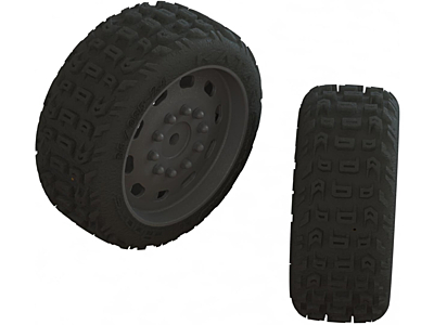 Arrma dBoots Katar All Road Truck Wheel & Glued Tire Set 35/085 2.4 (Grey, 2pcs)