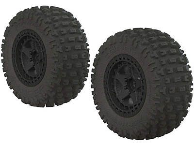 Arrma Fortress SC Glued Tire Set (Black, 2pcs)
