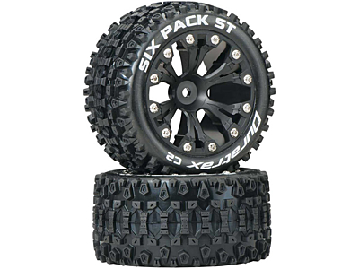 Duratrax Six Pack ST 2.8" 2WD Mounted Rear C2 Tires (Black, 2pcs)