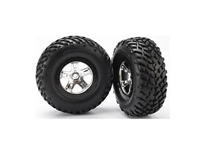Traxxas 2.2/3.0" SCT S1 Tires & Beadlock Wheels (Chrome-Black, 2pcs)