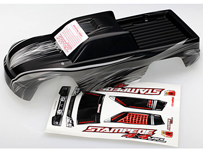 Traxxas Stampede 4x4 VXL Body with Window, Grill & Lights Decal Sheet (Black)