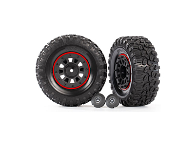 Traxxas TRX-6 Tires and Wheels 2.2" with Caps (Black, 2pcs)