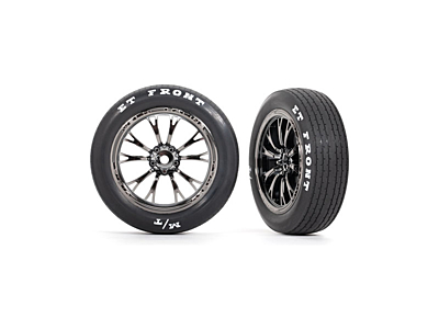 Traxxas Pre-Glued Front Weld Tires and Wheels (Black Chrome, 2pcs)