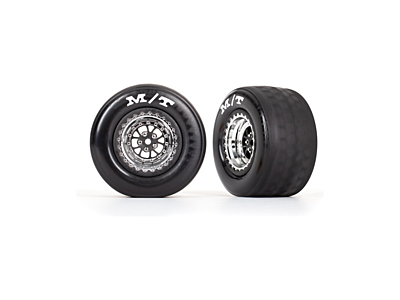 Traxxas Pre-Glued Rear Weld Tires and Wheels (Chrome, 2pcs)