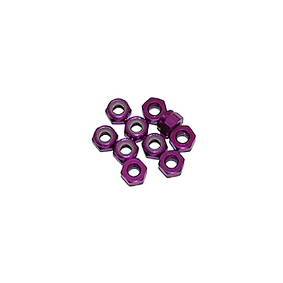 Ultimate Racing 3mm Alu Nylon Lock Nuts (Purple, 10pcs)