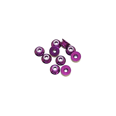 Ultimate Racing 3mm Alu Flanged Nylon Lock Nuts (Purple, 10pcs)