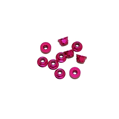 Ultimate Racing 3mm Alu Flanged Nylon Lock Nuts (Pink, 10pcs)