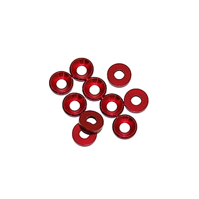 Ultimate Racing 4mm Alu Washers (Red, 10pcs)