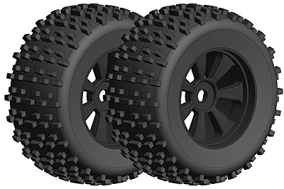 Corally Off-Road 1/8 Monster Truck Tires Gripper Glued om Rims (Black, 1pair)