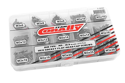 Corally Steel M3 Hex Flat Head Screw Set (375pcs)