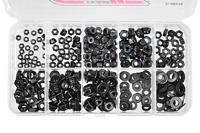 Corally Black Steel Nut and Washer Set (320pcs)