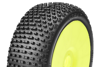 Captic Racing Kosmic 1/8 Buggy Tires CR-4 (Super Soft) Racing Compound Mounted on Yellow Rims (1 pair)
