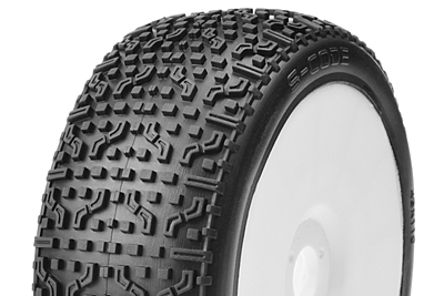 Captic Racing S-Code 1/8 Buggy Tires CR-2 (Medium-Soft) Racing Compound Mounted on White Rims (1 pair)