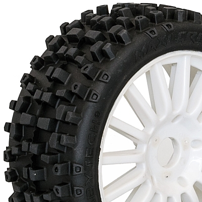 Hobbytech Maxi Cross 1/8 Pre Glued Buggy Tires On Spokes Wheels (2pcs, White)