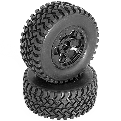 Hobbytech DB8SL and Short Course Pre-Mounted Tires On Rims (2pcs, Black)