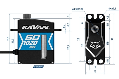 Kavan GO-1020MG (0.08s/7.5kg/8.4V) Coreless Servo