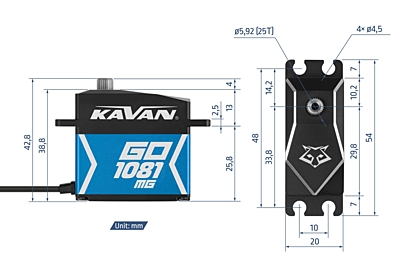 Kavan GO-1081MG (0.085s/45kg/8.4V) Brushless Servo