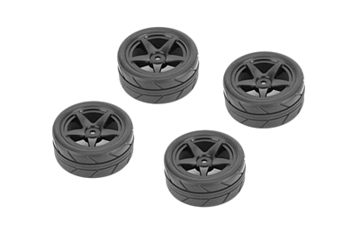 Carten 1/10 Tires 26mm 5-Spoke Wheel (Black, 4pcs)