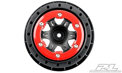 Pro-Line Split Six 2.2"/3.0" Red/Black Bead-Loc Front Wheels for Slash 2WD