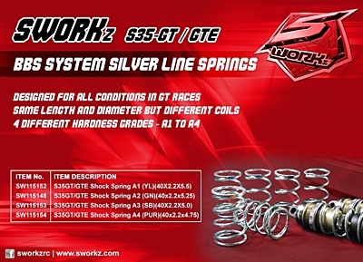 SWORKz GT Competition Shock Spring A1 40x2.2x5.5 (YL)(2pcs)