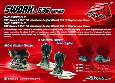 SWORKz 1-Unit-Fit Aluminum Engine Mount 6 Degree Lay-Down (1pc)