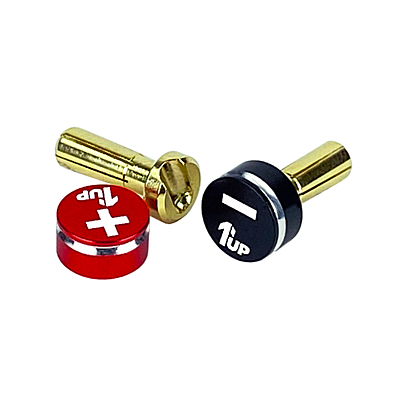 1up Racing LowPro Bullet Plug Grips – Red/Black + LowPro Bullet Plugs 4mm (2pcs)