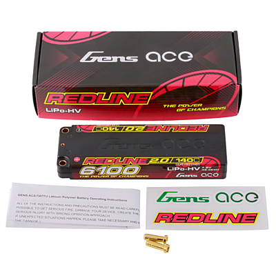 Gens ace Redline 2.0 Series 6100mAh 7.6V 2S 140C HV LiPo (5mm, 226g)