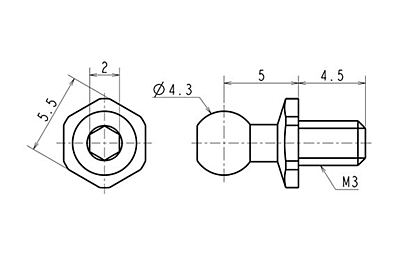 Reve D SPM Titanium Rod End Ball S (Diameter 4.3mm, Screw Length 4.5mm, 2pcs) 