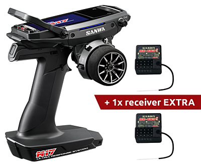 Sanwa M17 Radio + 2x RX-493i Receiver & Preinstalled Battery