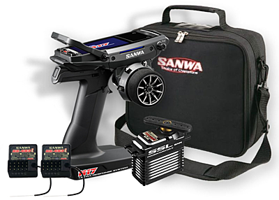 Sanwa M17 Radio + 2x RX-493i Receiver & Preinstalled Battery + PGS-XB2 Servo + Carrying Bag