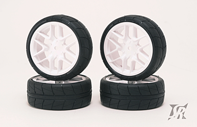 Sweep HANKOOK Tread Belted Pre-Glued D-com Tires for Asphalt (32deg, EXP-C Inserts, 4pcs)