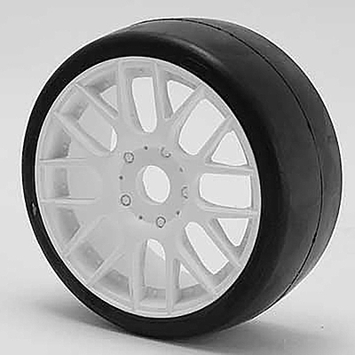 Sweep 1:8 GT-R2 Tires 55 Shore Slick Pre-Glued White Wheel (2pcs)