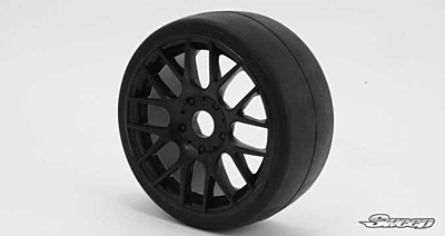 Sweep 1:8 GT Tires 40 Shore Slick Pre-Glued Black Wheel (2pcs)