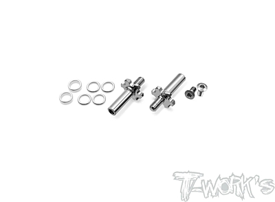 T-Work's 64 Titanium Light Weight Front Axle -2mm for Team Associated RC10 B6.4/6.3/6.2)