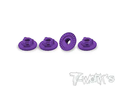 T-Work's 7075-T6 Alum. Ultra Light Weight Large-Contact Serrated Wheel Nut (Purple, 4pcs)