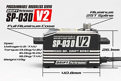 Yokomo SP-03D V2 Low Profile Programmable (Drift Spec/18.0kg/7.4V) Brushless Servo (Black)